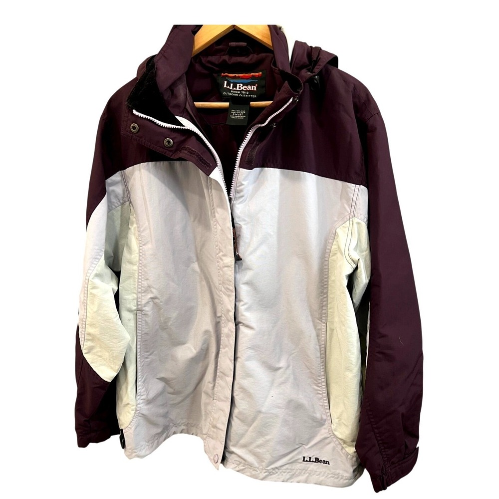 L.L Bean Womens Barn Coat Size Large Purple Layers Chore Hooded LL Bean Bean‎